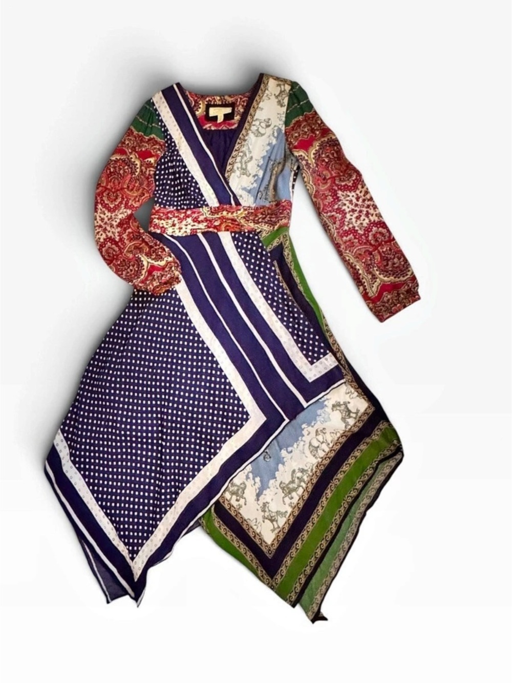 Anthropologie Moulinette Soeurs Scarf Print Handkerchief Hem Dress Size 6